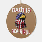 Mannen Bald is een mooie Amerikaanse vlag Keramisch Ornament (Links)