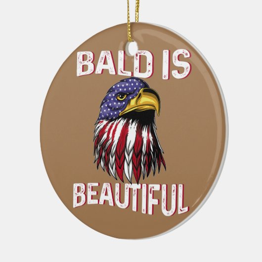 Mannen Bald is een mooie Amerikaanse vlag Keramisch Ornament (Links)