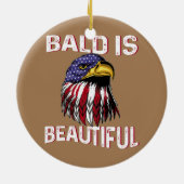 Mannen Bald is een mooie Amerikaanse vlag Keramisch Ornament (Achterkant)