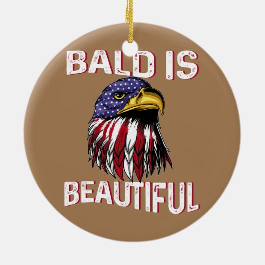 Mannen Bald is een mooie Amerikaanse vlag Keramisch Ornament (Achterkant)
