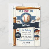 Mannen Ball Wood Game Team Honkbal 1e Verjaardag Kaart (Voorkant)