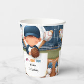 Mannen Ball Wood Game Team Honkbal 1e Verjaardag Papieren Bekers (Achterkant)