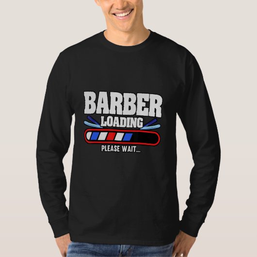 Mannen Barber Loading Gelieve te wachten haar T-shirt (Voorkant)