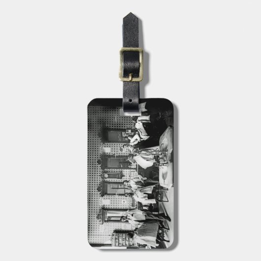 Mannen Barber Shop Barber Hair Salon Foto van 1890 Bagagelabel (Voorkant verticaal)