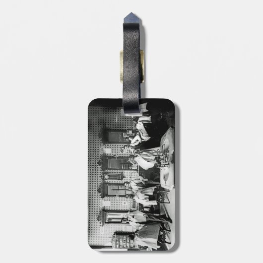 Mannen Barber Shop Barber Hair Salon Foto van 1890 Bagagelabel (Achterkant verticaal)