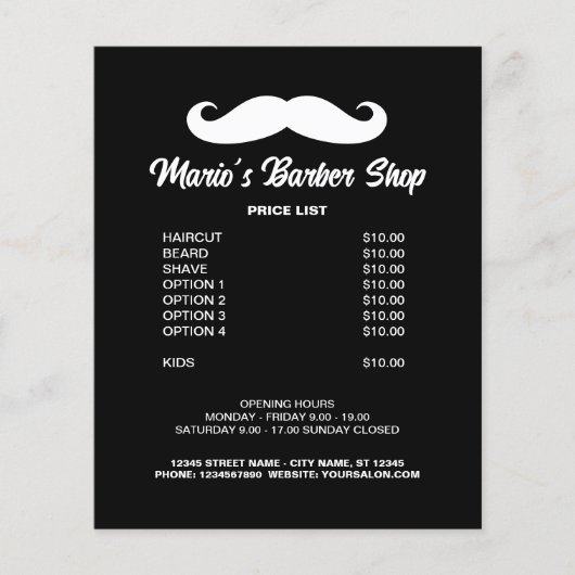 Mannen barber shop kapsalon prijslijst promo flyer (Voorkant)