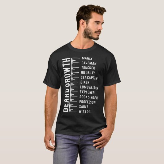Mannen Bard Growth Chart Measurement Bearded vinta T-shirt (Voorkant volledig)
