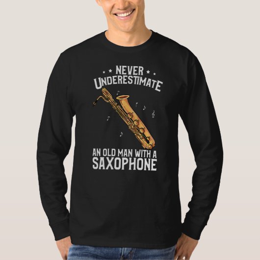Mannen Baritone Saxophone oud Man met saxofon T-shirt (Voorkant)