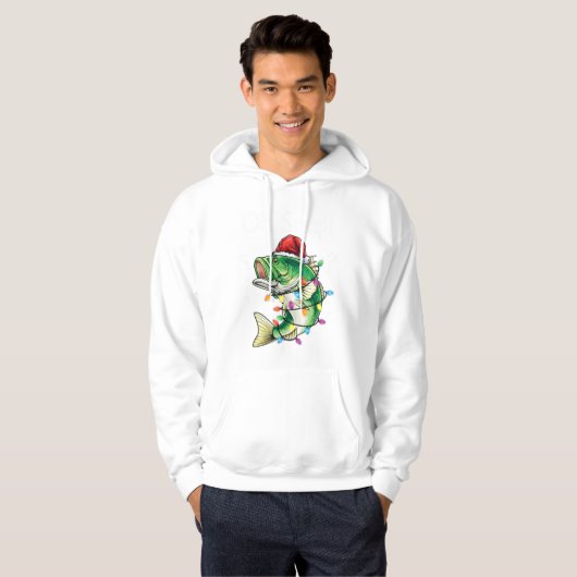 Mannen bas Vist Kerstmis Hoodie (Voorkant volledig)