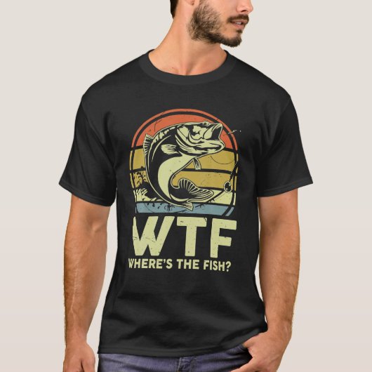Mannen bas Vist WTF waar de vis grappig pap is T-shirt (Voorkant)