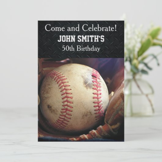 Mannen Baseball Birthday Kaart (Staand voorkant)