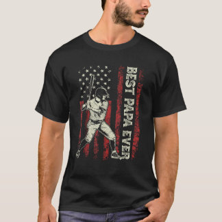 Mannen Baseball Dad USA Flag Beste Papa Ooit Manne T-shirt
