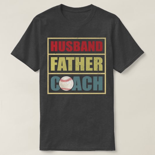 Mannen Baseball Husband Father Coach Basebal T-shirt (Design voorkant)