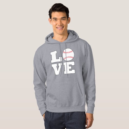 Mannen Baseball LOVE Player of Coach Sports Team Hoodie (Voorkant volledig)
