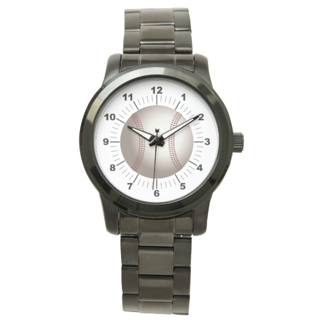 Mannen Baseball Oversized zwart armbandhorloge Horloge (Voorkant)