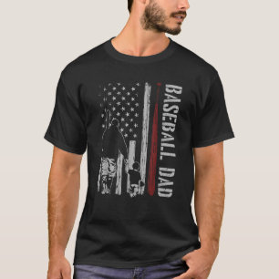 Mannen Baseball Papa Amerikaanse vlag 4t T-shirt