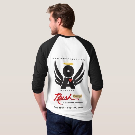 Mannen Basic 3/4 Sleeve Raglan T-Shirt White RushC (Achterkant volledig)