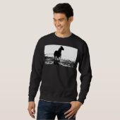 Mannen Basic Black Sweatshirt Running Horse Sjablo (Voorkant volledig)