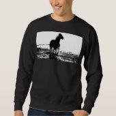 Mannen Basic Black Sweatshirt Running Horse Sjablo (Voorkant)