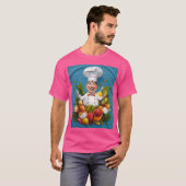 Mannen Basic Donker T-shirt met vrolijke chef-kok (Voorkant volledig)