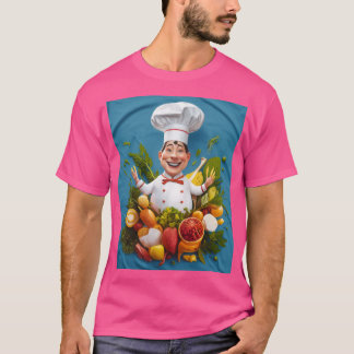 Mannen Basic Donker T-shirt met vrolijke chef-kok