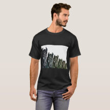 Mannen Basic donker T-shirt, zwarte paarden kunst