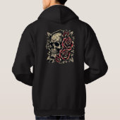 Mannen Basic Hooded Sweat shirt - Schedel en Rozen (Achterkant)