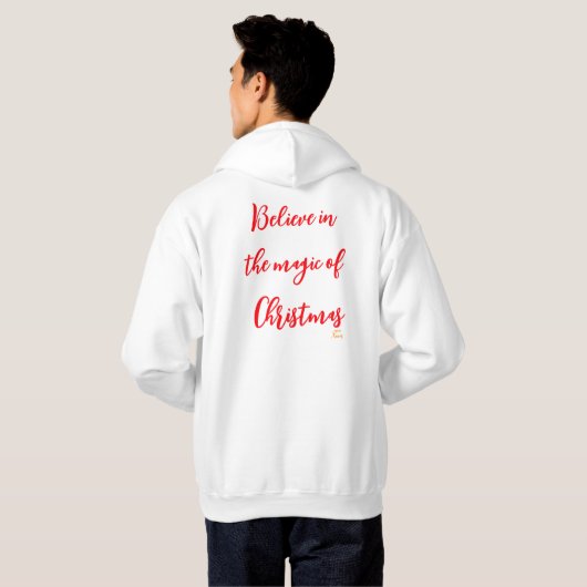 Mannen Basic Hooded wit xmas gepersonaliseerd Hoodie (Achterkant volledig)