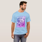 Mannen Basic Light Blue T-Shirt Leopard Head (Voorkant volledig)