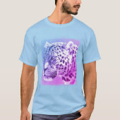 Mannen Basic Light Blue T-Shirt Leopard Head (Voorkant)