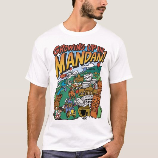 Mannen Basic "Opgroeien in Mandan" T-shirt (Voorkant)