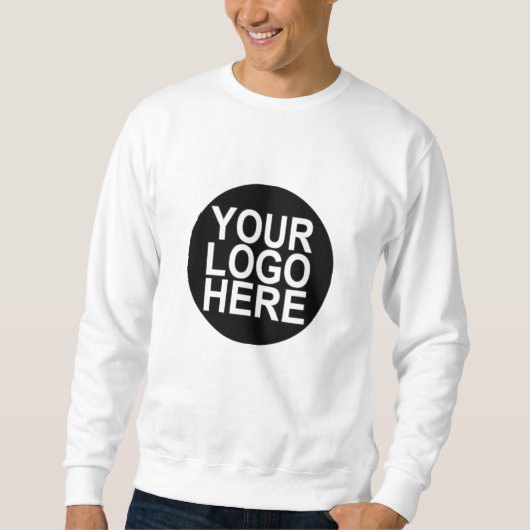 Mannen Basic Sweatshirt - Wit Toevoegen Logo (Voorkant)