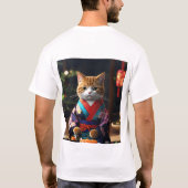 Mannen basic T-shirt bedrukt Cat (Achterkant)