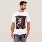 Mannen basic T-shirt bedrukt Cat (Voorkant volledig)