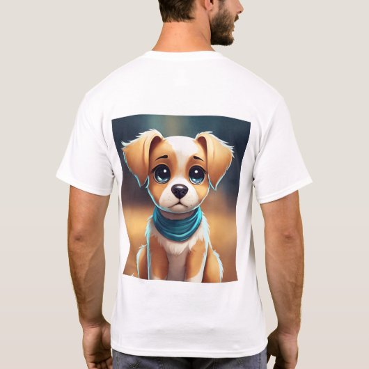 Mannen basic T-shirt bedrukte puppy (Achterkant)