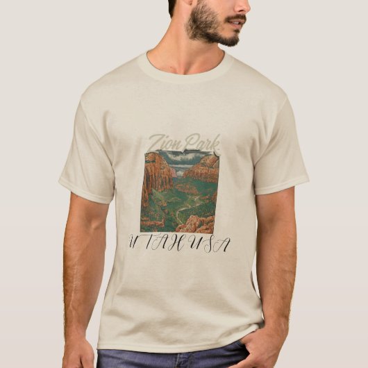 Mannen basic T-shirt: Beleef Zion National Park T-shirt (Voorkant)