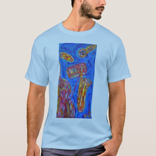 Mannen Basic T -Shirt -Cool Blue Jazz T-shirt (Voorkant)
