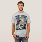 Mannen-basic T-shirt In een stormachtig slagveld g (Voorkant volledig)