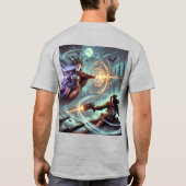 Mannen-basic T-shirt In een stormachtig slagveld g (Achterkant)