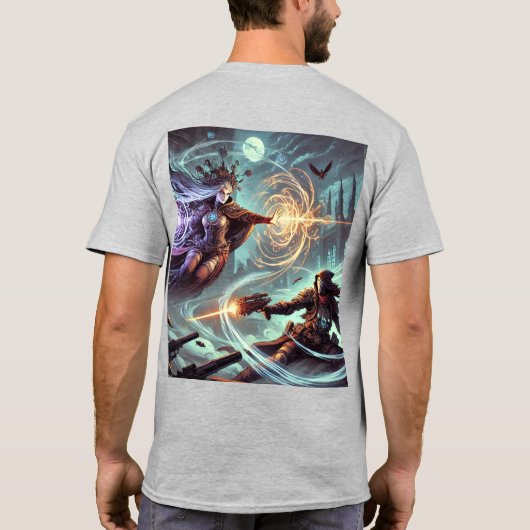 Mannen-basic T-shirt In een stormachtig slagveld g (Achterkant)