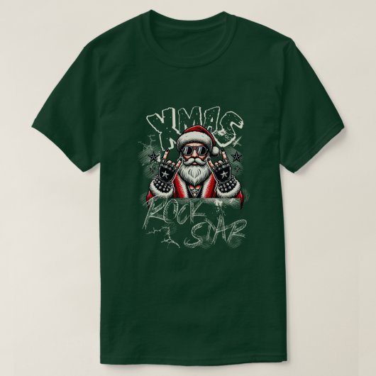 Mannen Basic T-shirt Santa Claus Rock Star T-shirt (Design voorkant)
