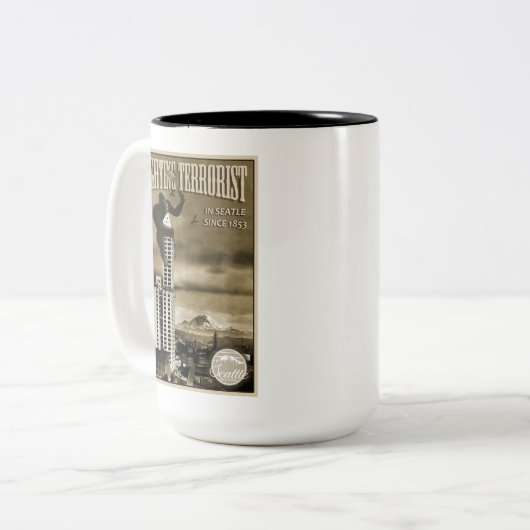 Mannen Basic T-Shirt Tweekleurige Koffiemok (Voorkant links)