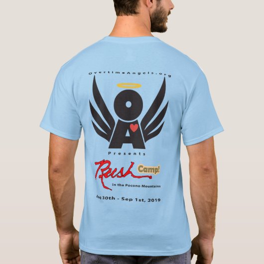 Mannen Basic T-Shirt Vivid Lt Blue RushCamp! 2019 (Achterkant)