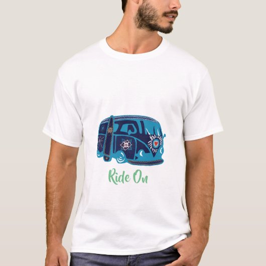 Mannen Basic T-Shirt, Witte rit op Van Hippie T-shirt (Voorkant)