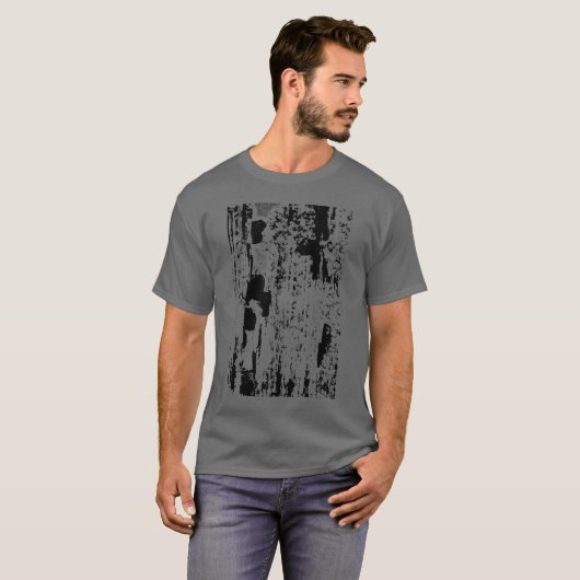 Mannen Basic T-shirt Zwart op Grijs - Art Series (Voorkant volledig)