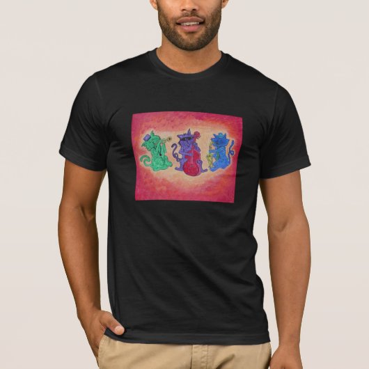 Mannen Basic Tee Shirt Jazz Cats (Voorkant)
