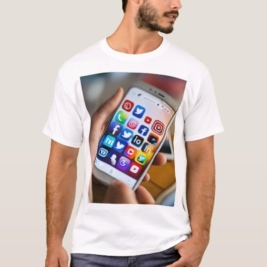 Mannen Basic Tee Shirt zoals Social Media (Voorkant)