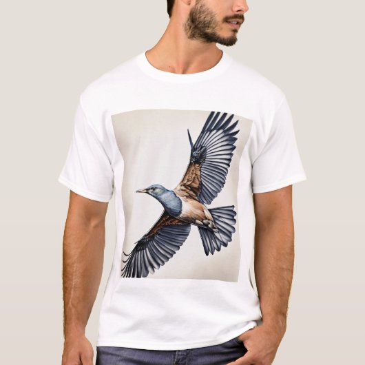 Mannen-basis T-shirt bedrukte vogel (Voorkant)