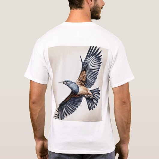 Mannen-basis T-shirt bedrukte vogel (Achterkant)