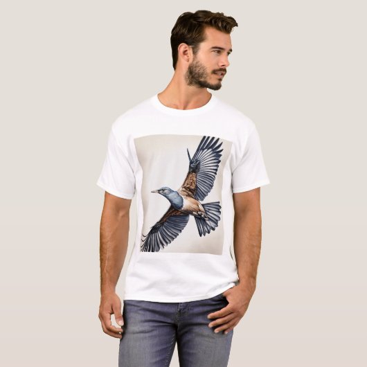 Mannen-basis T-shirt bedrukte vogel (Voorkant volledig)